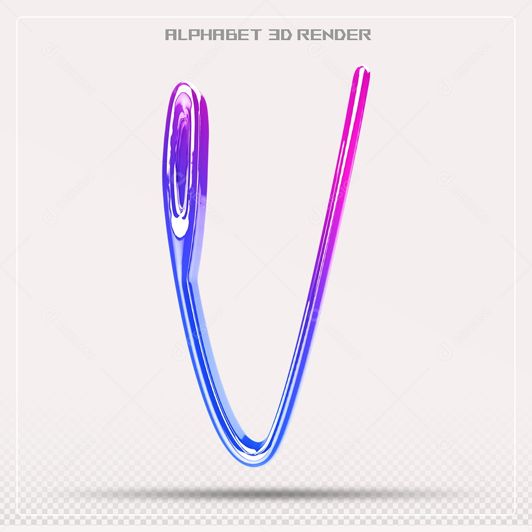 Alfabeto Letra V Colorido Elemento 3D Para Composição PSD