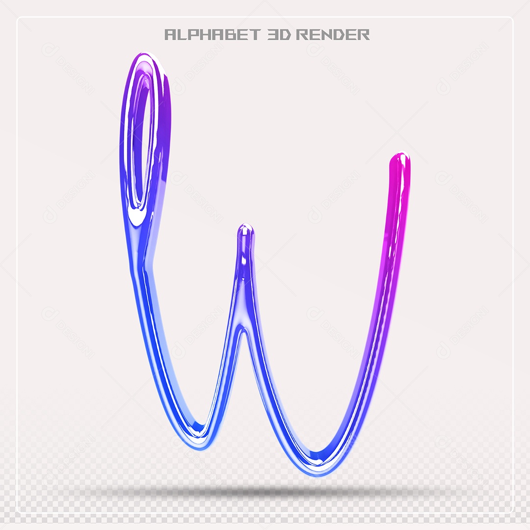 Alfabeto Letra W Colorido Elemento 3D Para Composição PSD