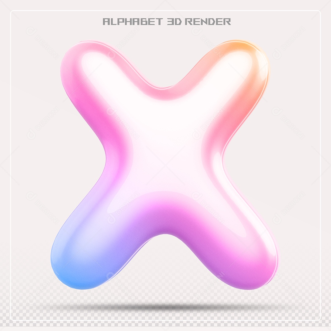 Alfabeto Letra X Colorido Elemento 3D Para Composição PSD