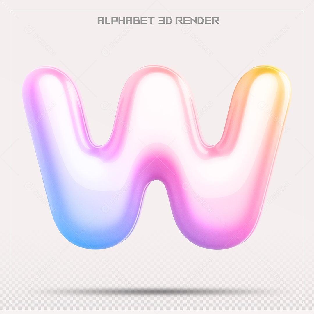 Alfabeto Letra W Colorido Elemento 3D Para Composição PSD