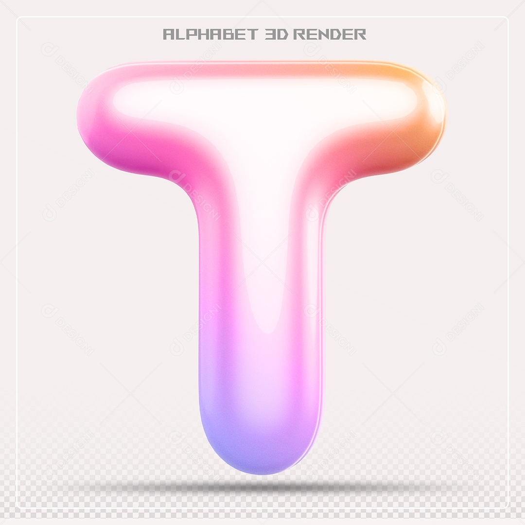Alfabeto Letra T Colorido Elemento 3D Para Composição PSD