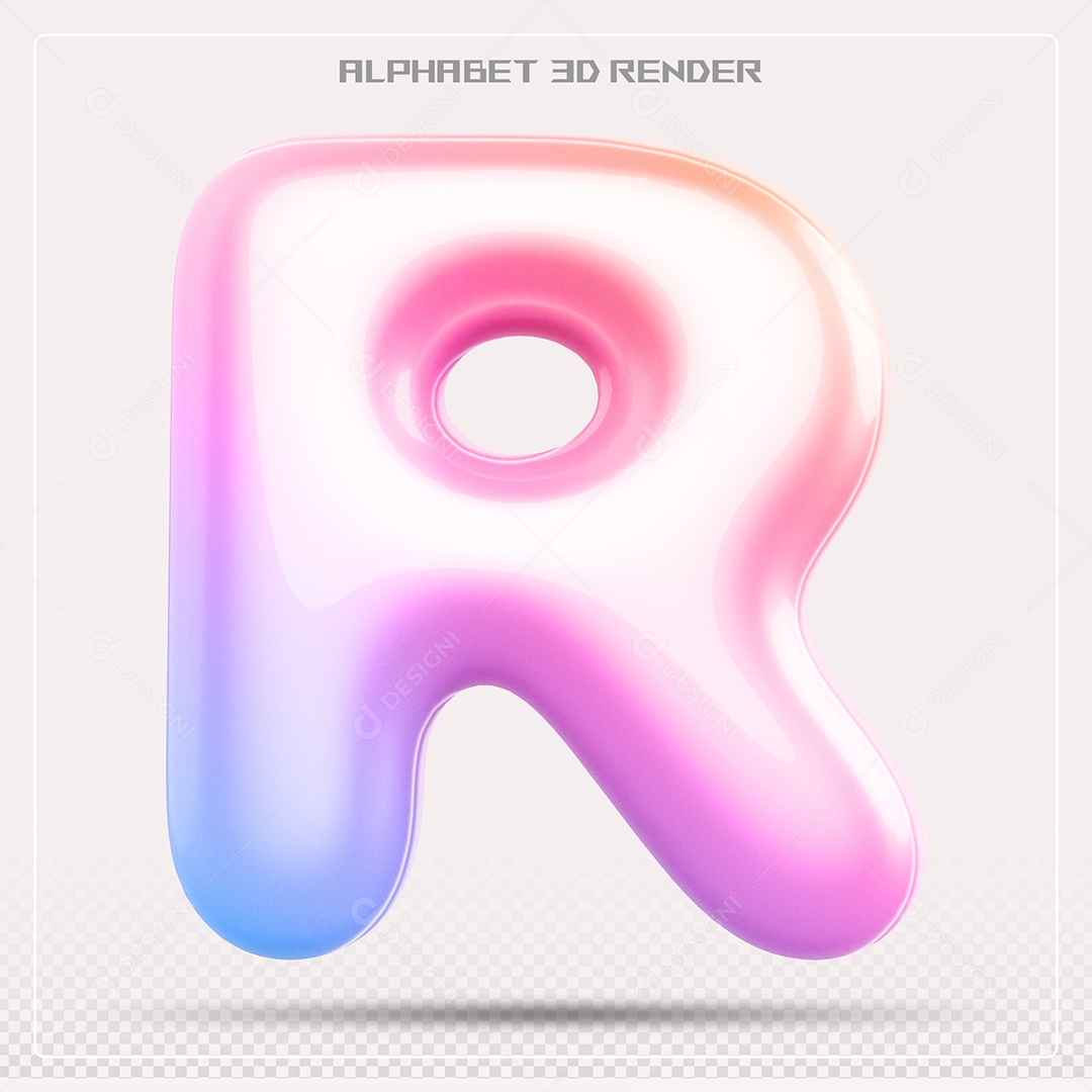 Alfabeto Letra R Colorido Elemento 3D Para Composição PSD