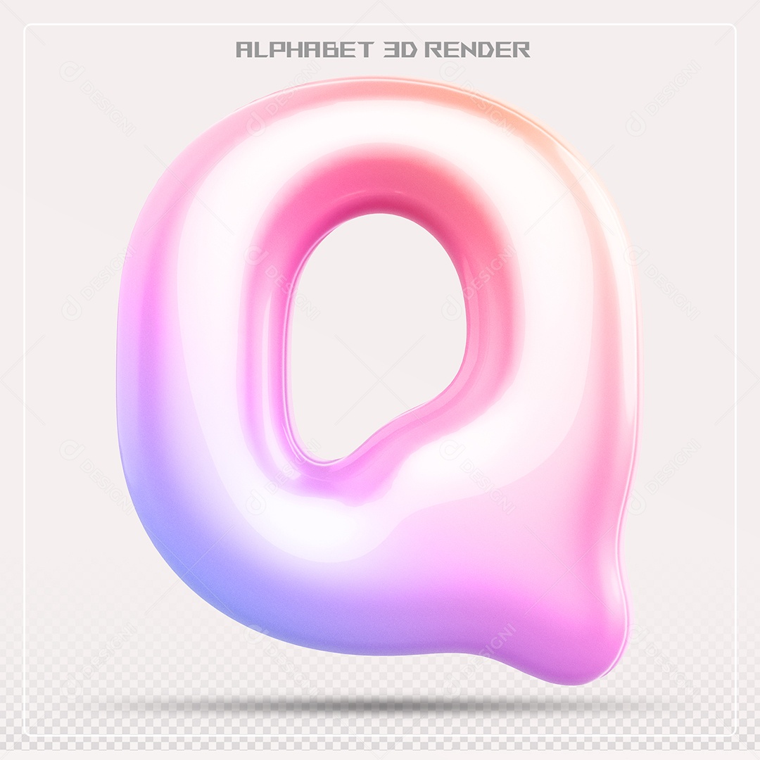 Alfabeto Letra Q Colorido Elemento 3D Para Composição PSD