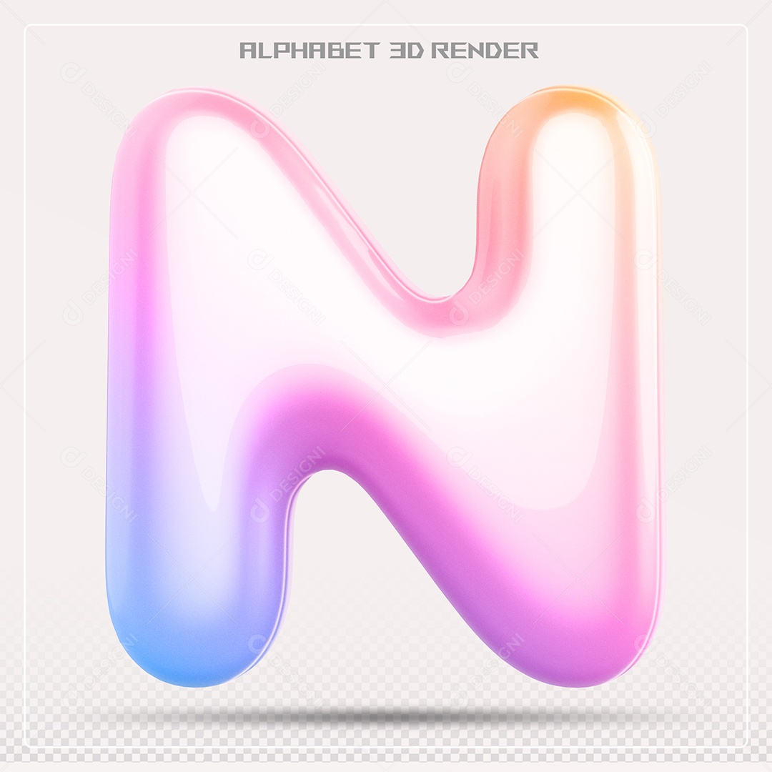 Alfabeto Letra N Colorido Elemento 3D Para Composição PSD