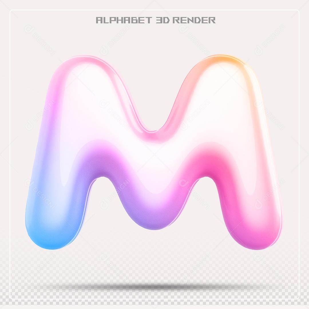Alfabeto Letra M Colorido Elemento 3D Para Composição PSD