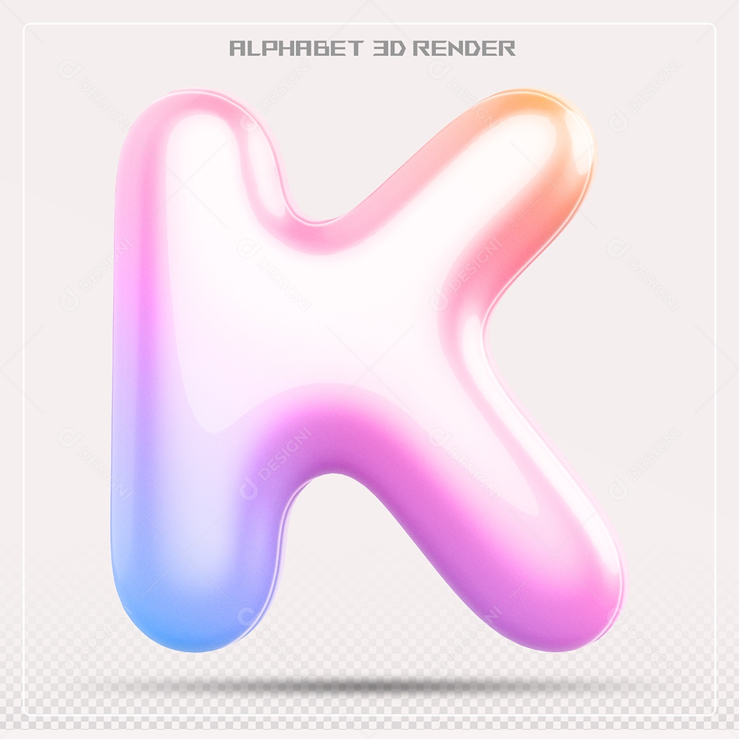 Alfabeto Letra K Colorido Elemento 3D Para Composição PSD