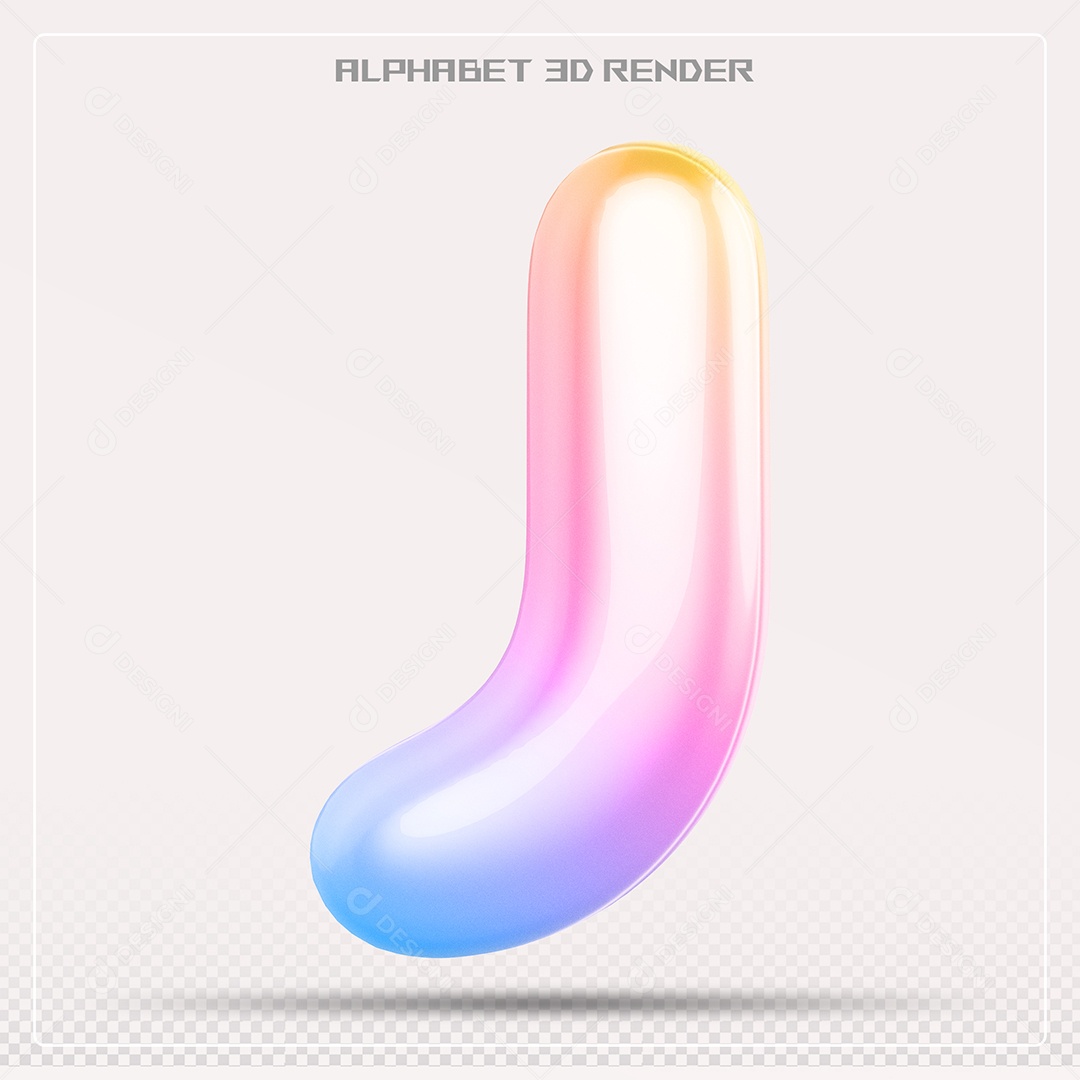 Alfabeto Letra J Colorido Elemento 3D Para Composição PSD
