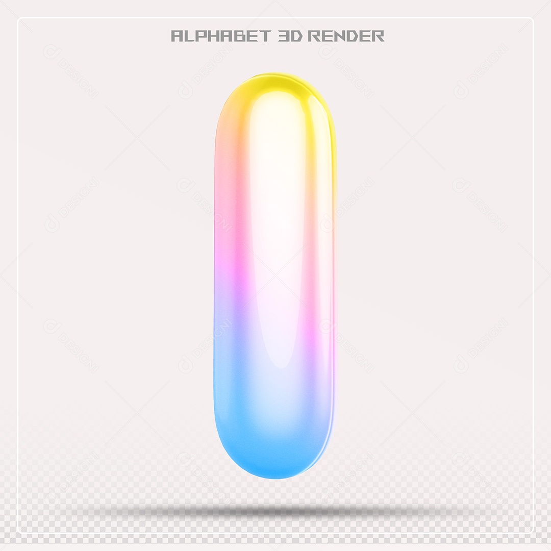 Alfabeto Letra I Colorido Elemento 3D Para Composição PSD