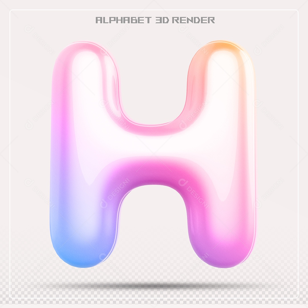 Alfabeto Letra H Colorido Elemento 3D Para Composição PSD