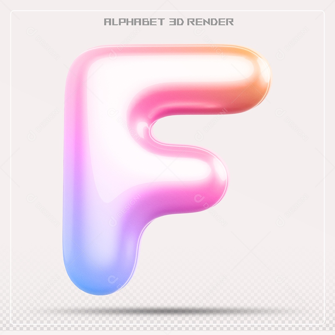 Alfabeto Letra F Colorido Elemento 3D Para Composição PSD