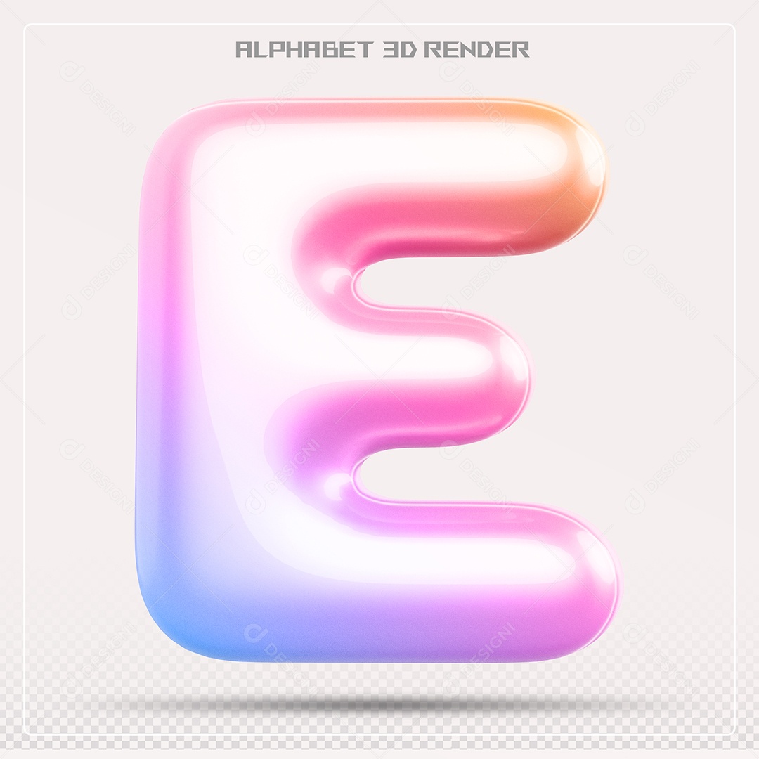 Alfabeto Letra E Colorido Elemento 3D Para Composição PSD
