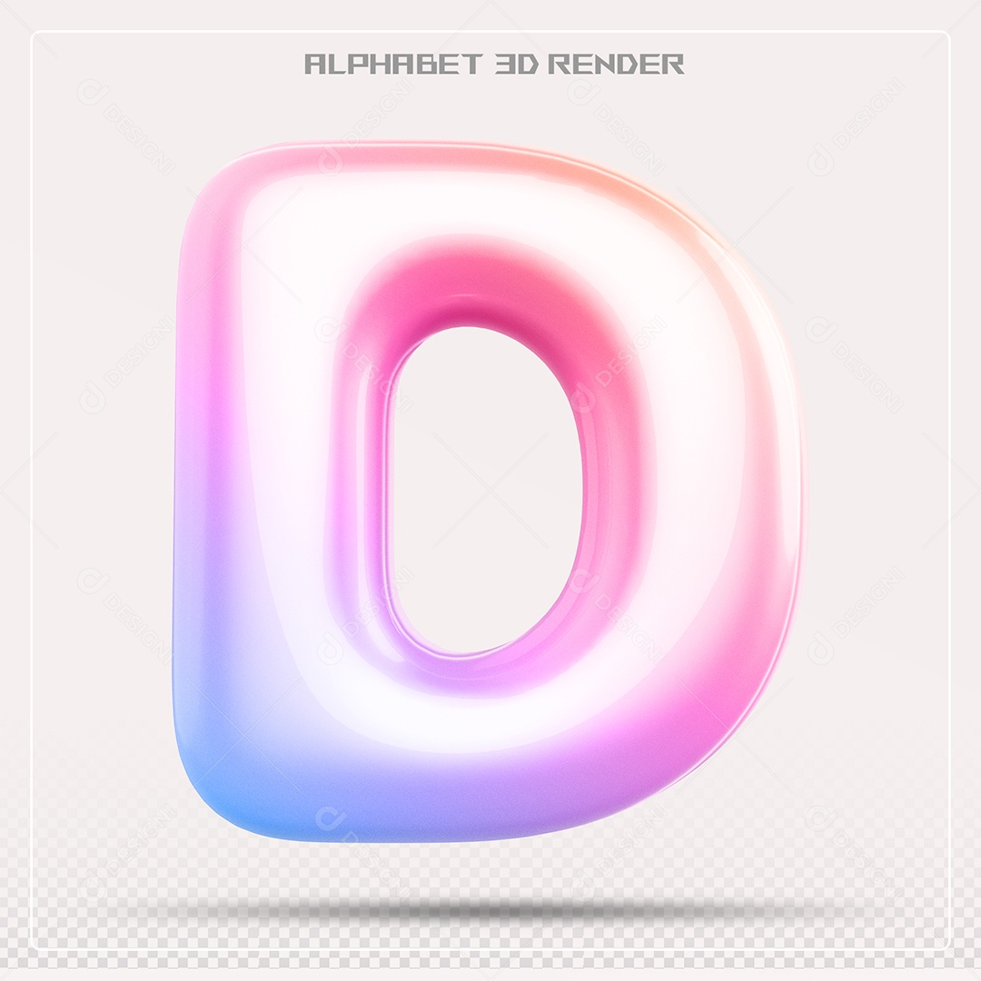 AAlfabeto Letra D Colorido Elemento 3D Para Composição PSD4