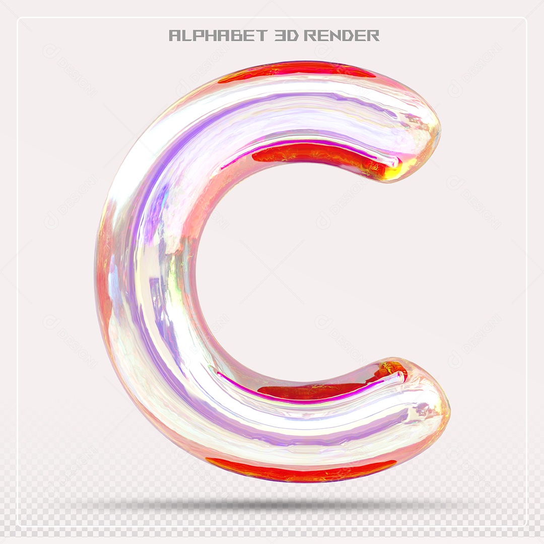 Alfabeto Letra C Colorido Elemento 3D Para Composição PSD
