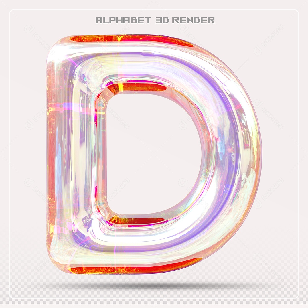 Alfabeto Letra D Colorido Elemento 3D Para Composição PSD