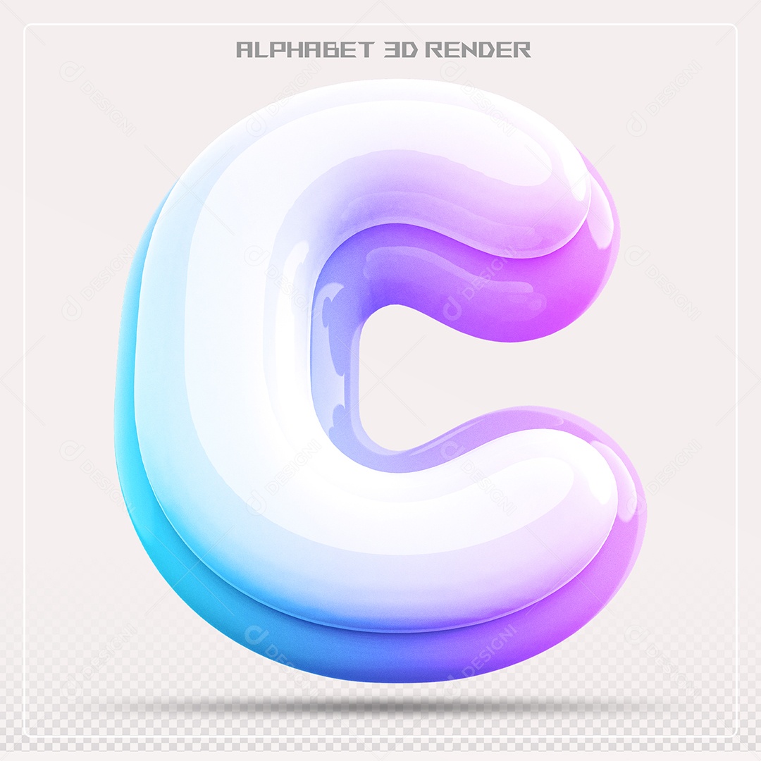 Alfabeto Letra C Colorido Elemento 3D Para Composição PSD