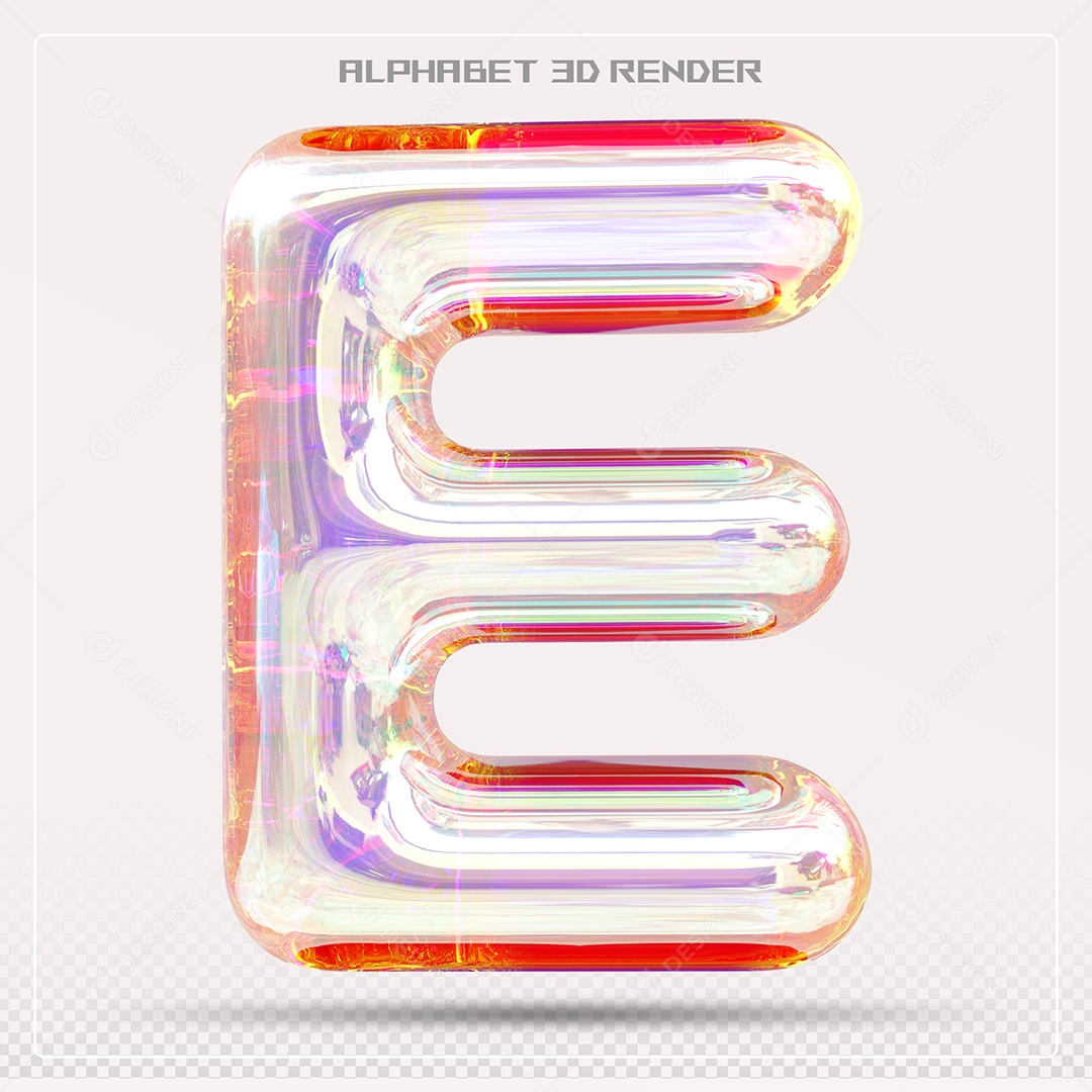 Alfabeto Letra E Colorido Elemento 3D Para Composição PSD