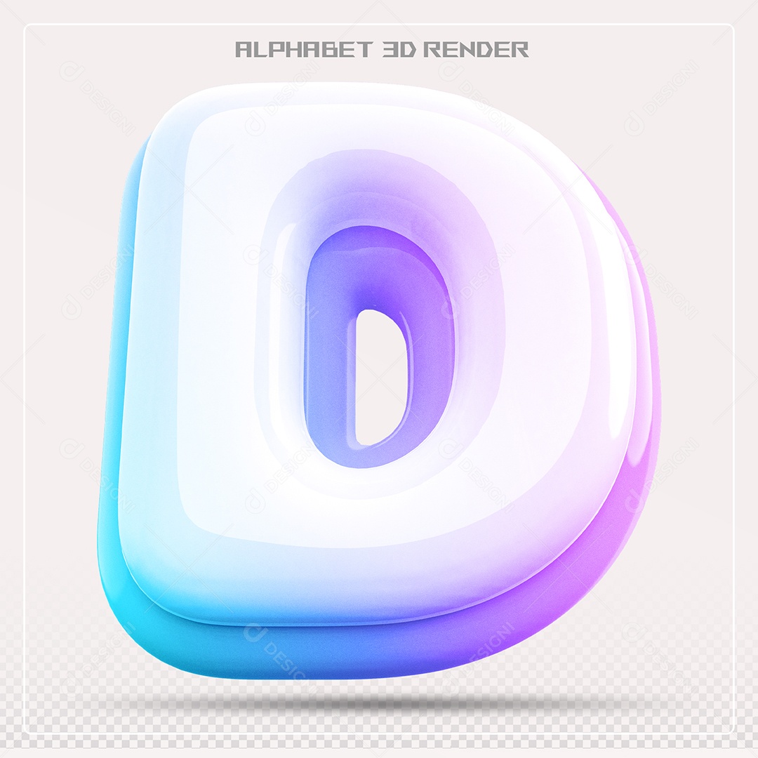 Alfabeto Letra D Colorido Elemento 3D Para Composição PSD