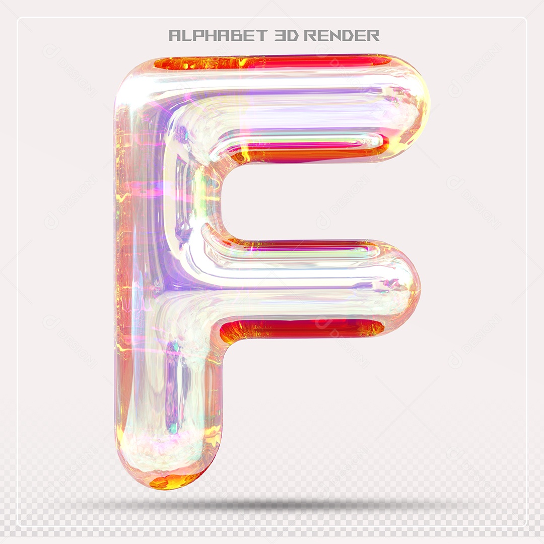 Alfabeto Letra F Colorido Elemento 3D Para Composição PSD