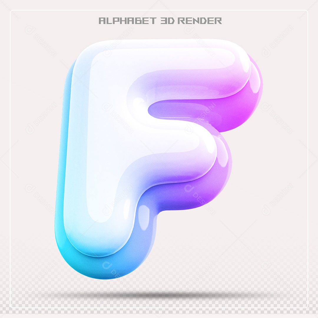 Alfabeto Letra F Colorido Elemento 3D Para Composição PSD