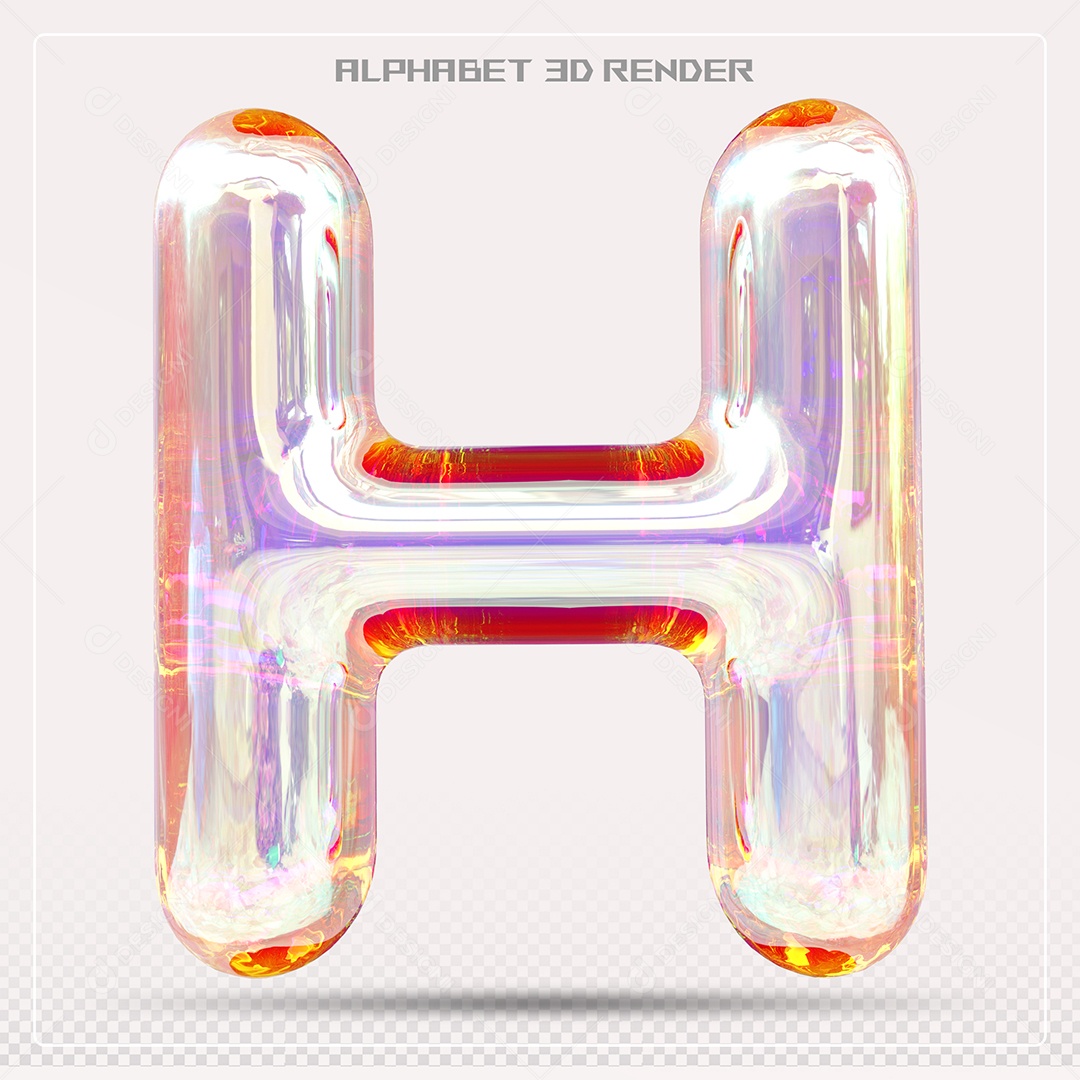Alfabeto Letra H Colorido Elemento 3D Para Composição PSD