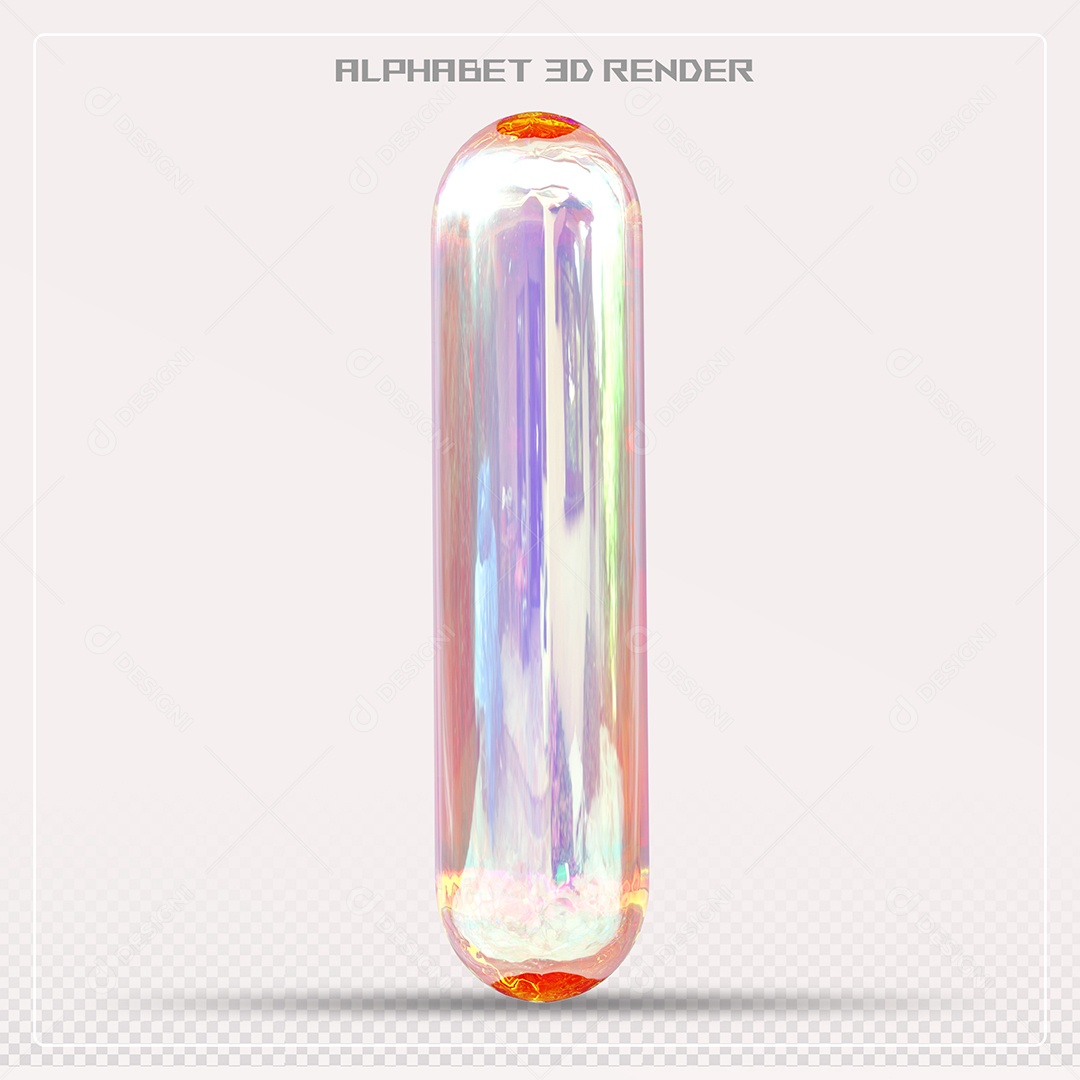 Alfabeto Letra I Colorido Elemento 3D Para Composição PSD