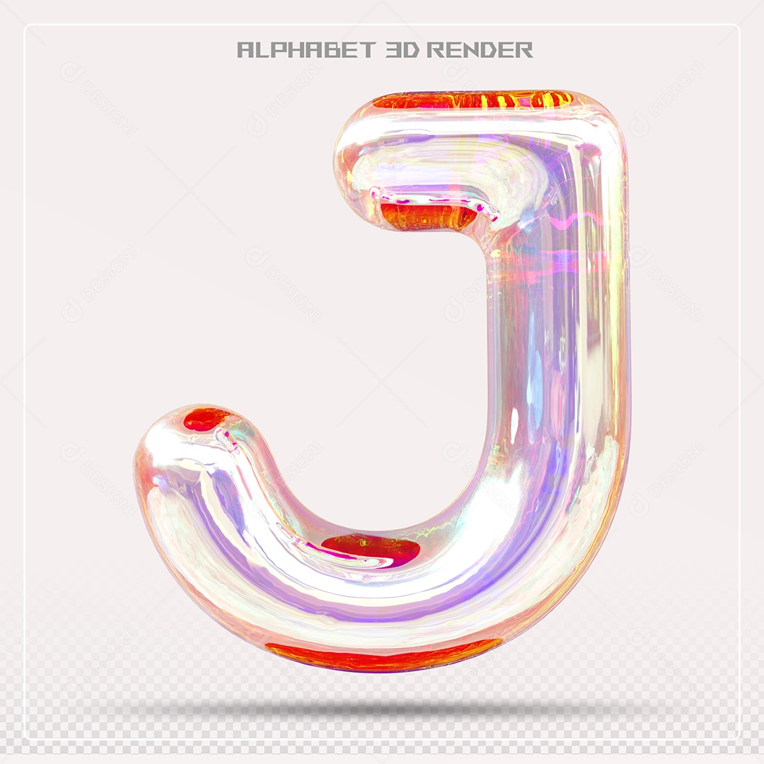 Alfabeto Letra J Colorido Elemento 3D Para Composição PSD