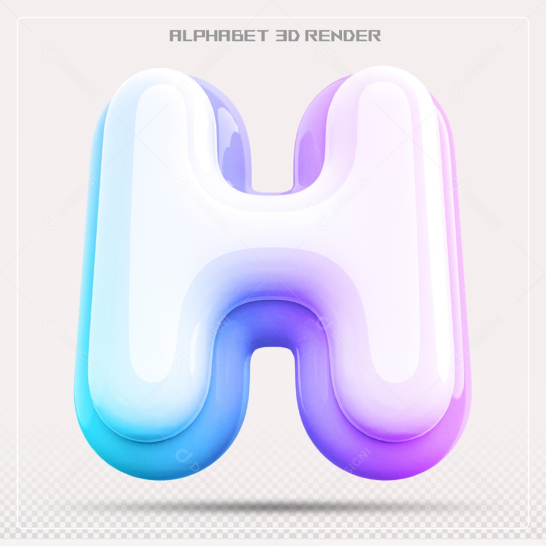Alfabeto Letra H Colorido Elemento 3D Para Composição PSD