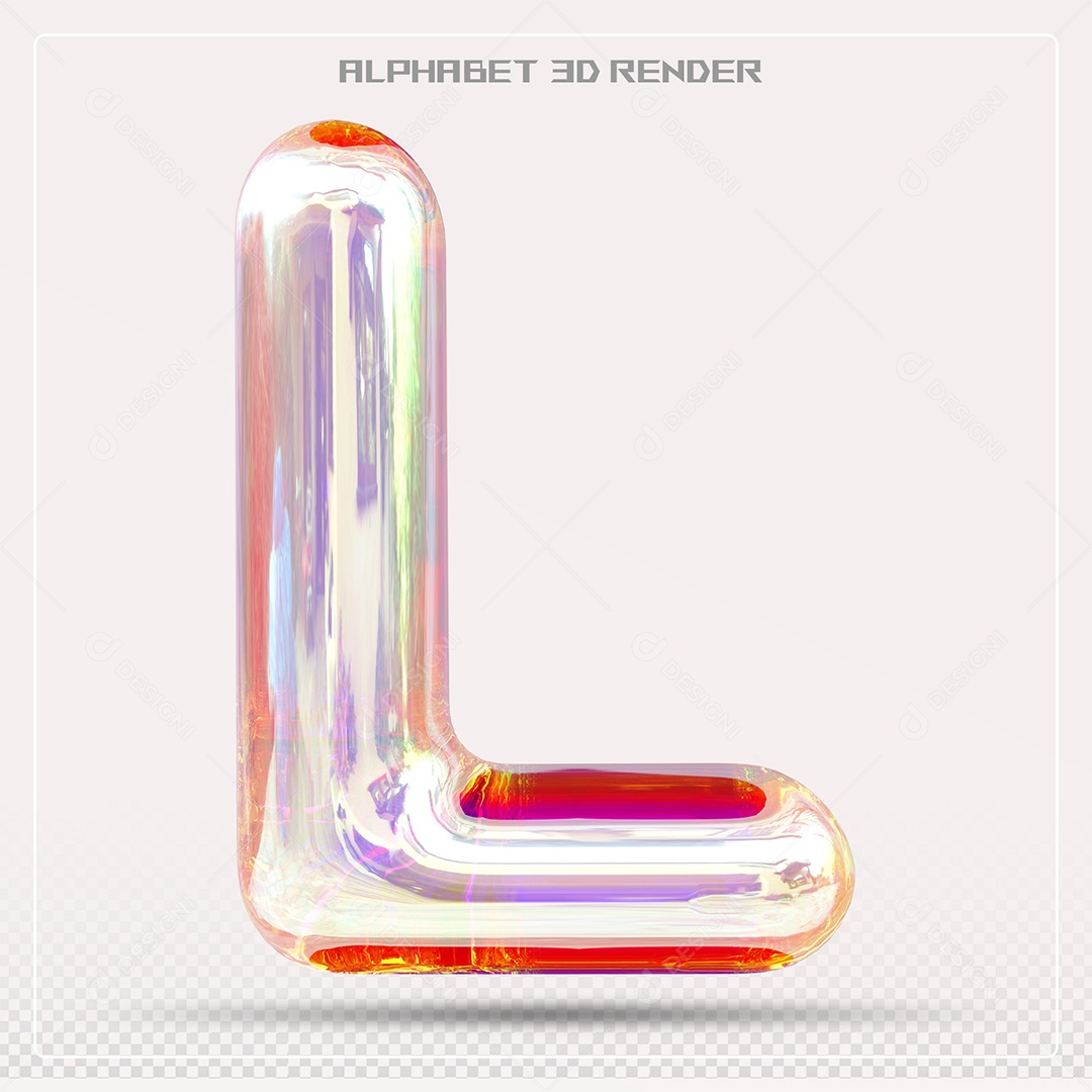 Alfabeto Letra L Colorido Elemento 3D Para Composição PSD