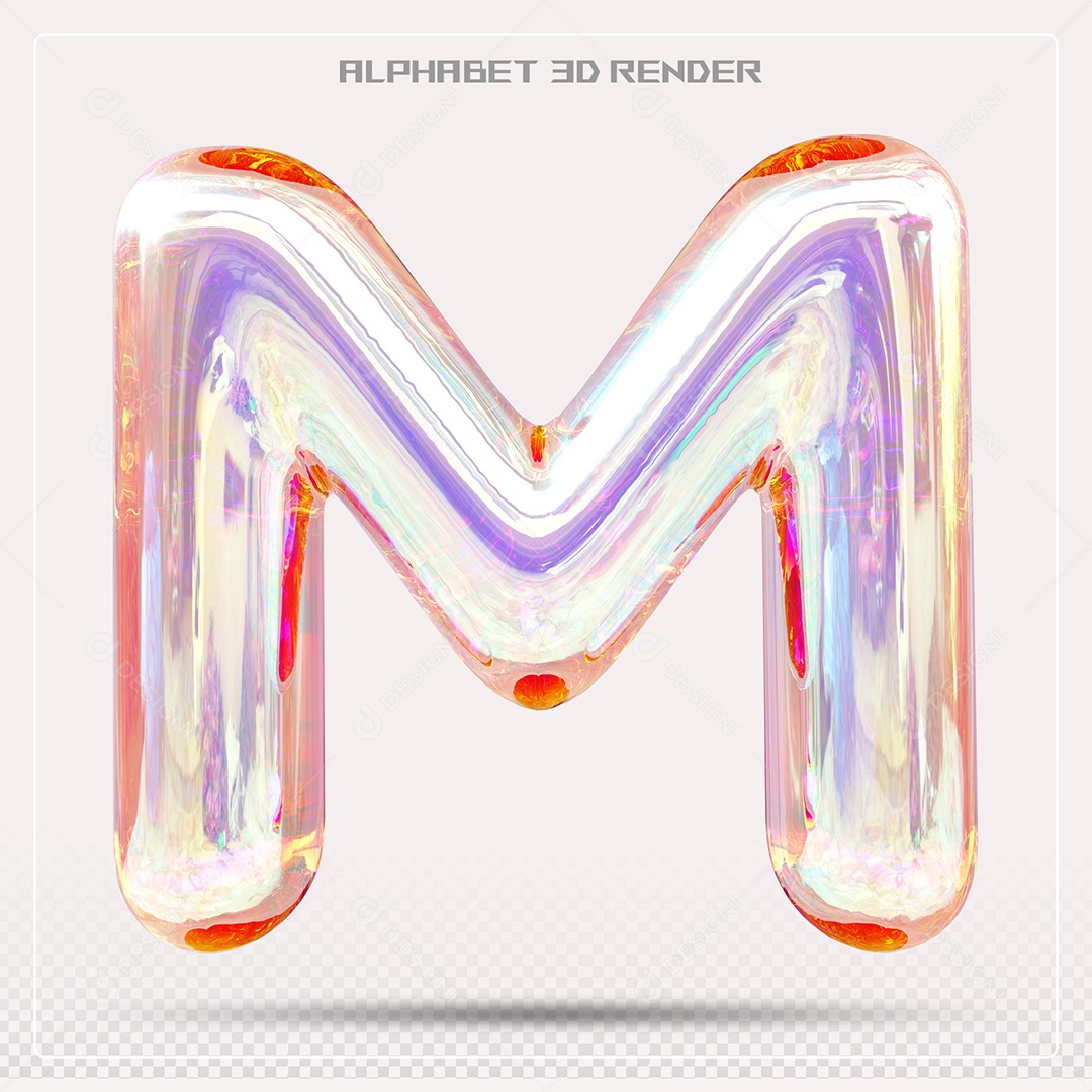 Alfabeto Letra M Colorido Elemento 3D Para Composição PSD