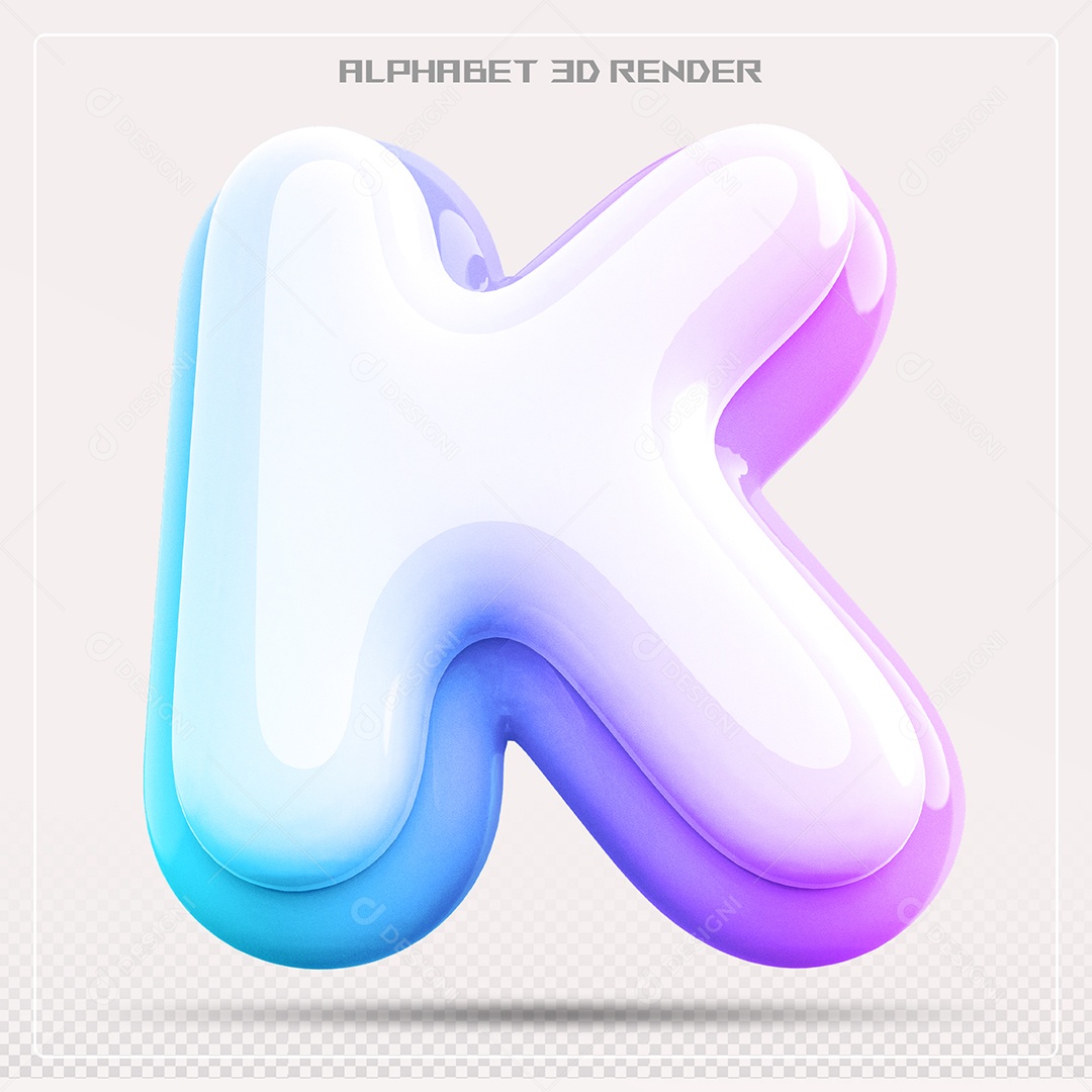 Alfabeto Letra K Colorido Elemento 3D Para Composição PSD