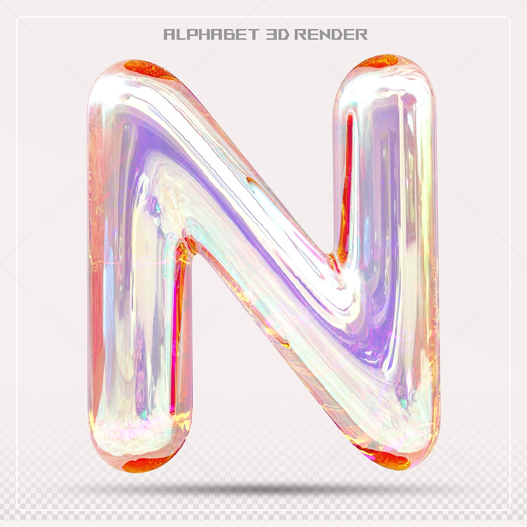 Alfabeto Letra N Colorido Elemento 3D Para Composição PSD
