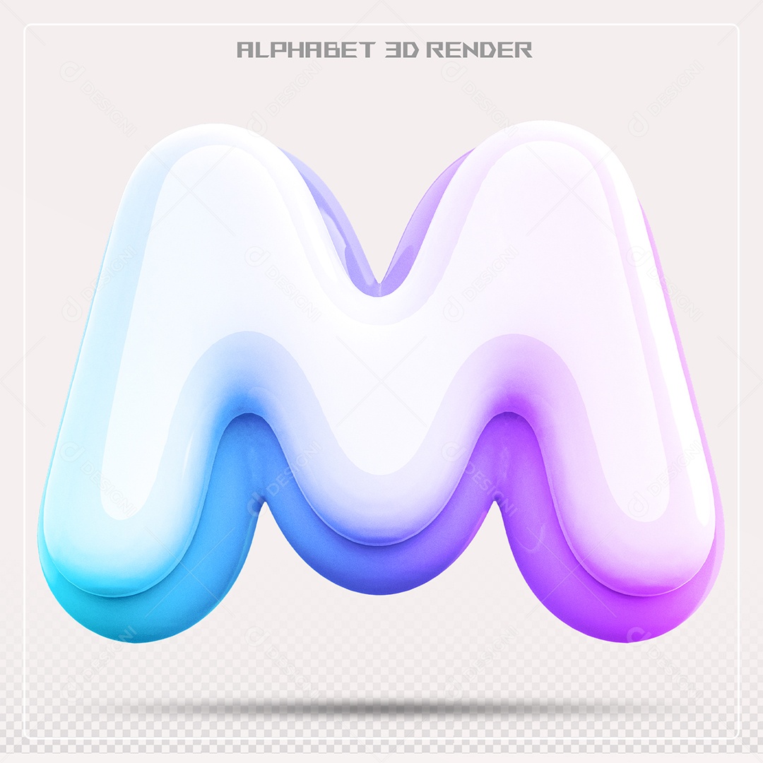Alfabeto Letra M Colorido Elemento 3D Para Composição PSD
