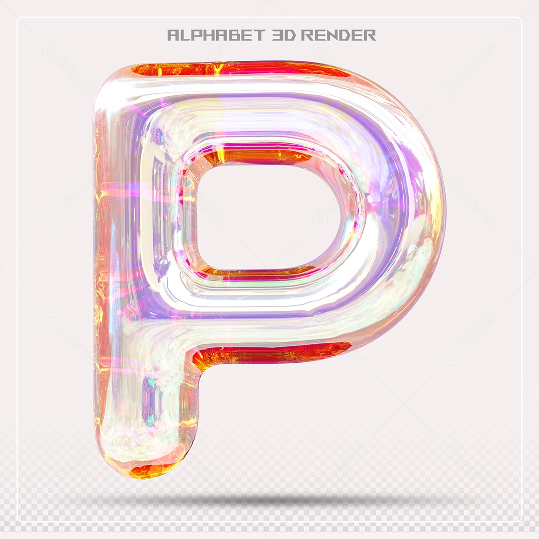 Alfabeto Letra P Colorido Elemento 3D Para Composição PSD