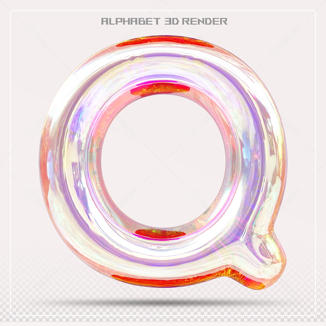 Alfabeto Letra Q Colorido Elemento 3D Para Composição PSD