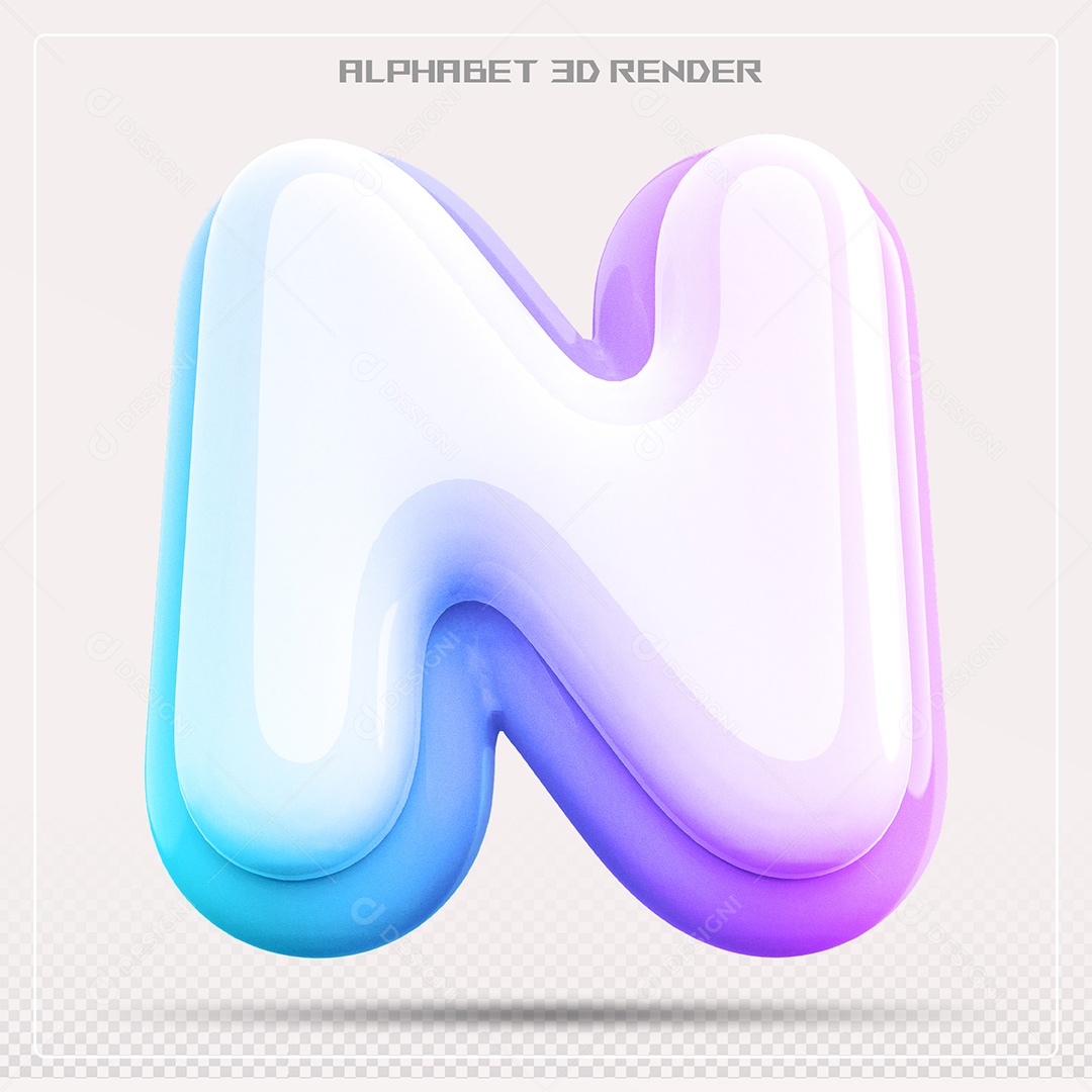 Alfabeto Letra N Colorido Elemento 3D Para Composição PSD