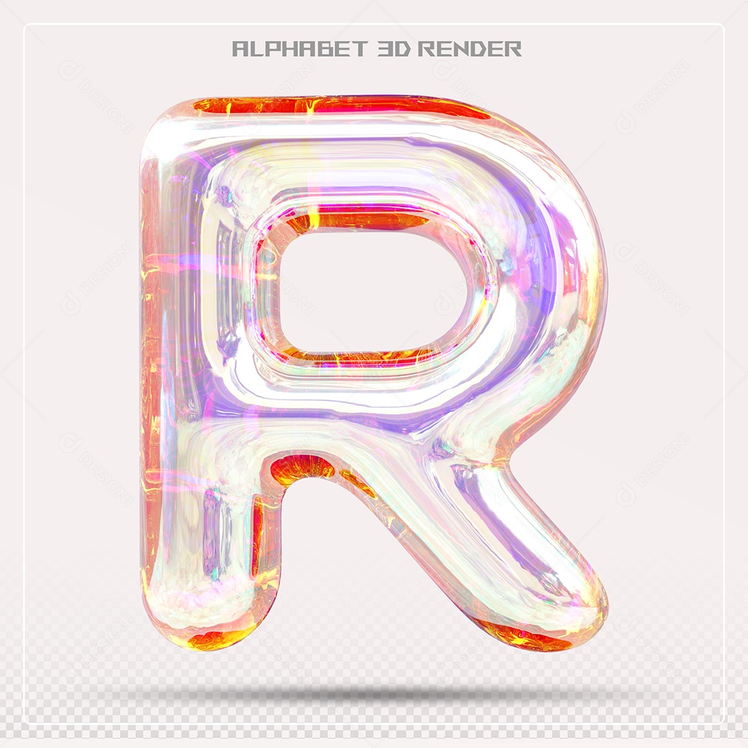 Alfabeto Letra R Colorido Elemento 3D Para Composição PSD