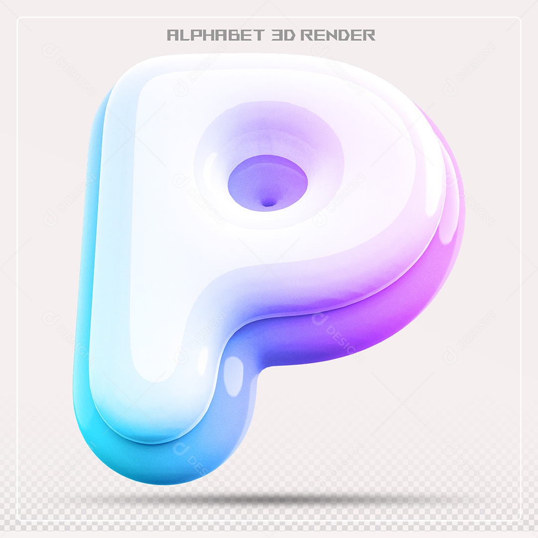 Alfabeto Letra P Colorido Elemento 3D Para Composição PSD