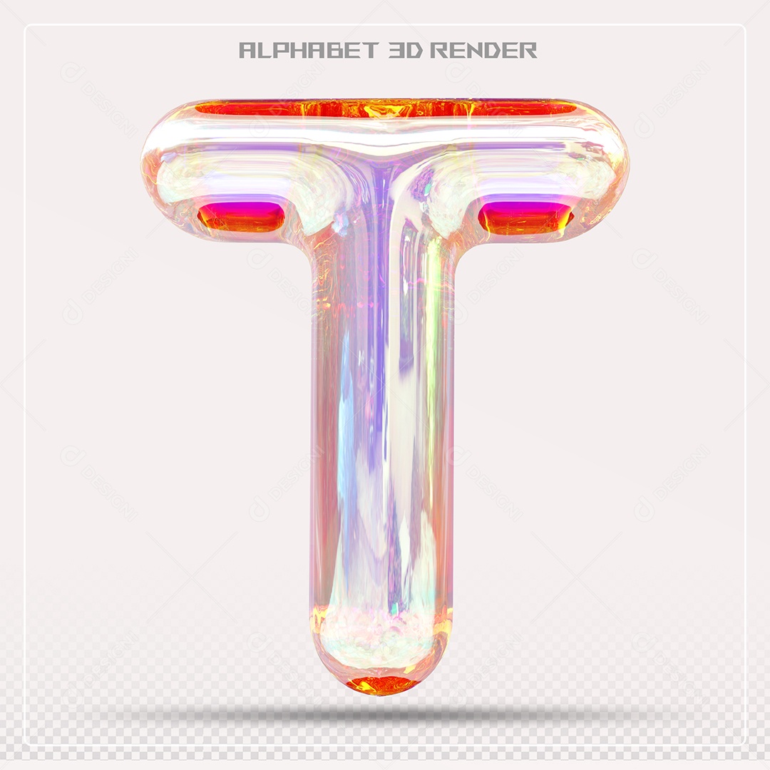 Alfabeto Letra T Colorido Elemento 3D Para Composição PSD