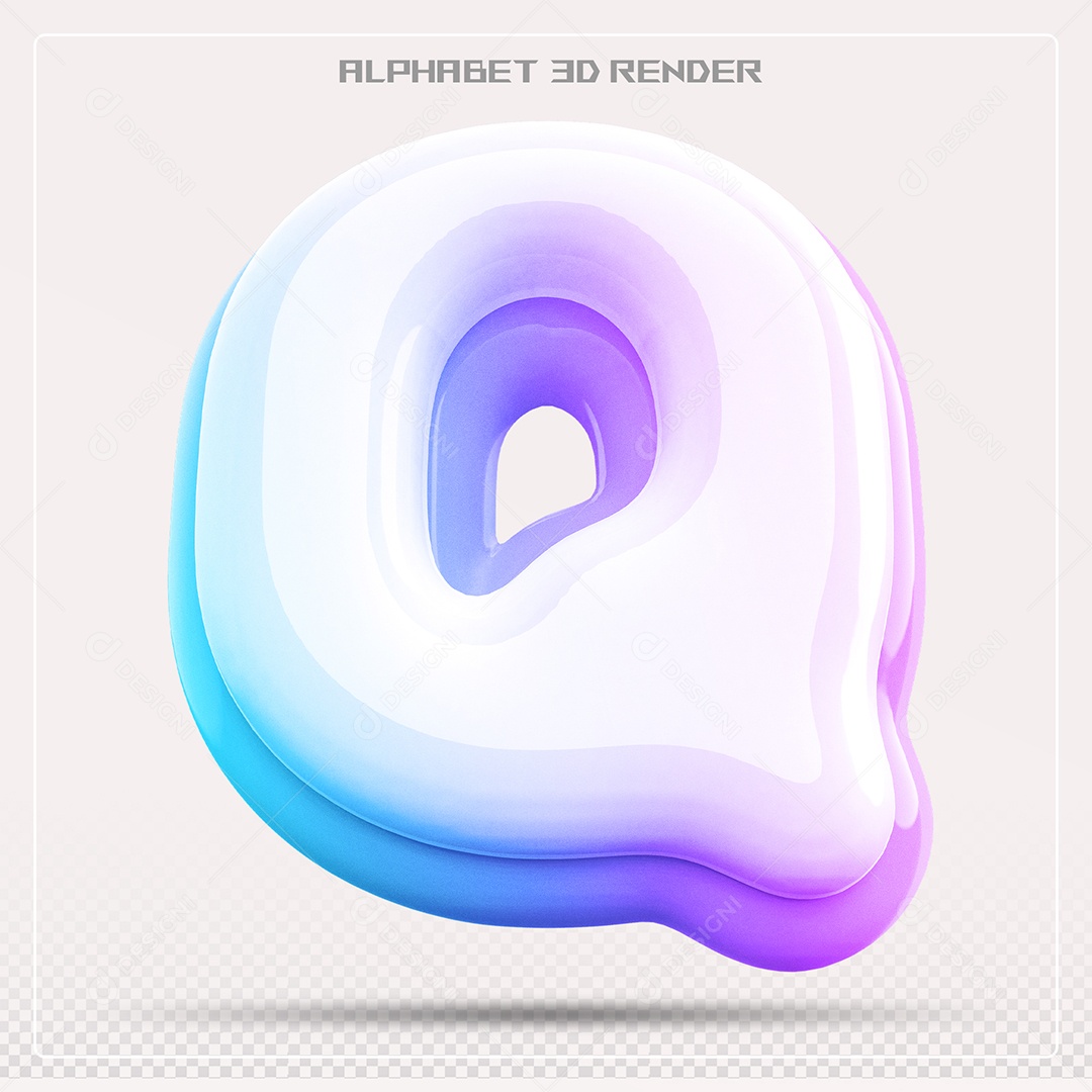 Alfabeto Letra Q Colorido Elemento 3D Para Composição PSD