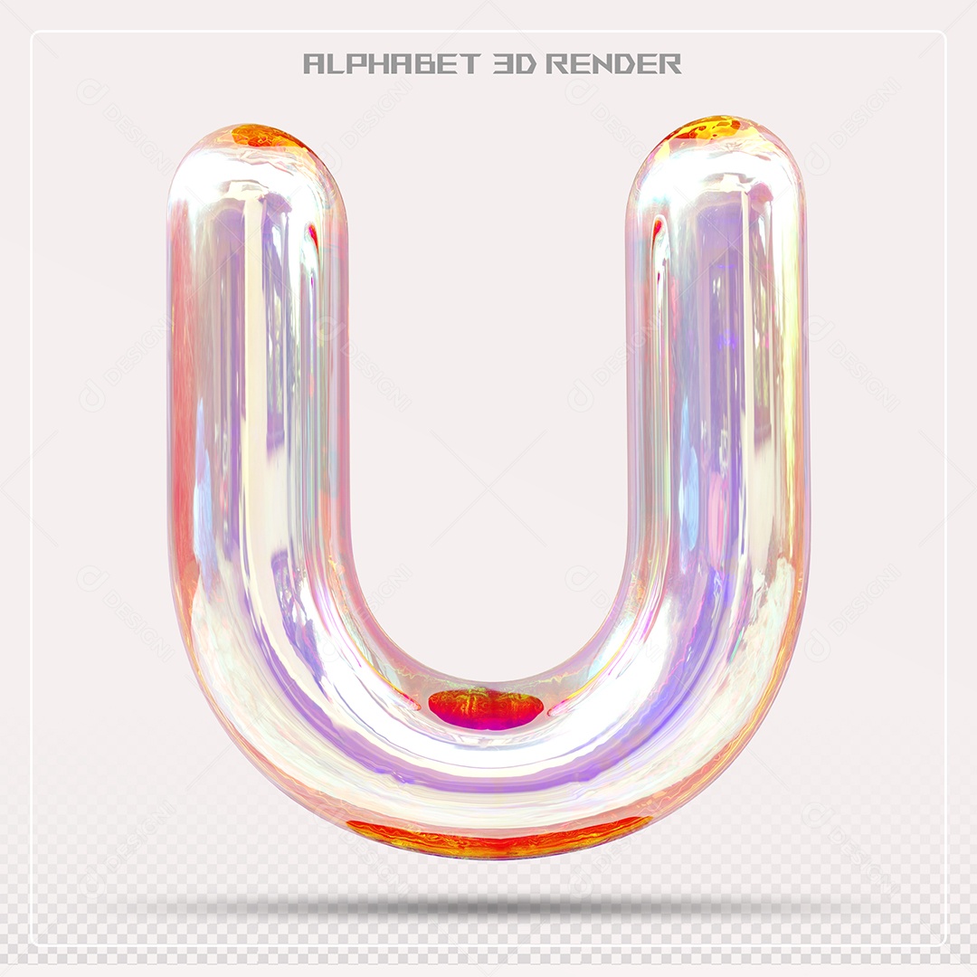 Alfabeto Letra U Colorido Elemento 3D Para Composição PSD