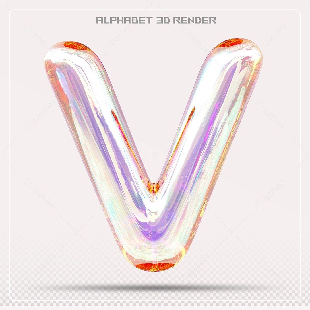 Alfabeto Letra V Colorido Elemento 3D Para Composição PSD
