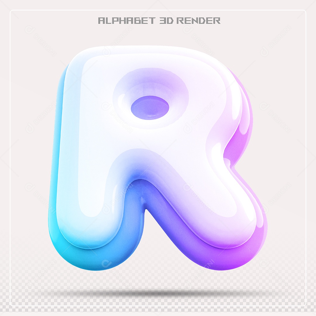 Alfabeto Letra R Colorido Elemento 3D Para Composição PSD