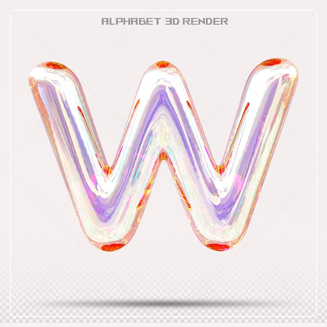 Alfabeto Letra W Colorido Elemento 3D Para Composição PSD