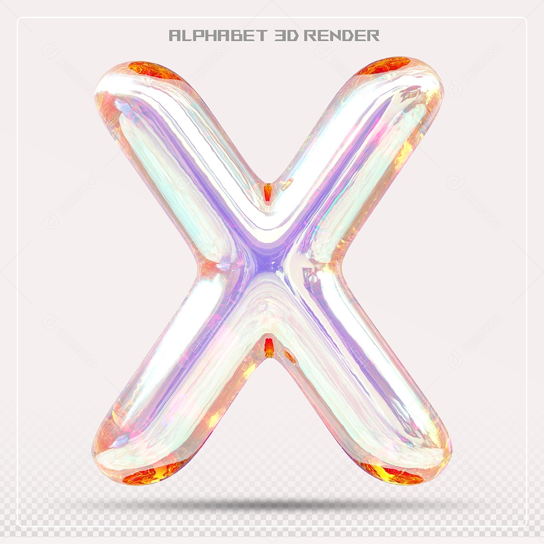 Alfabeto Letra X Colorido Elemento 3D Para Composição PSD