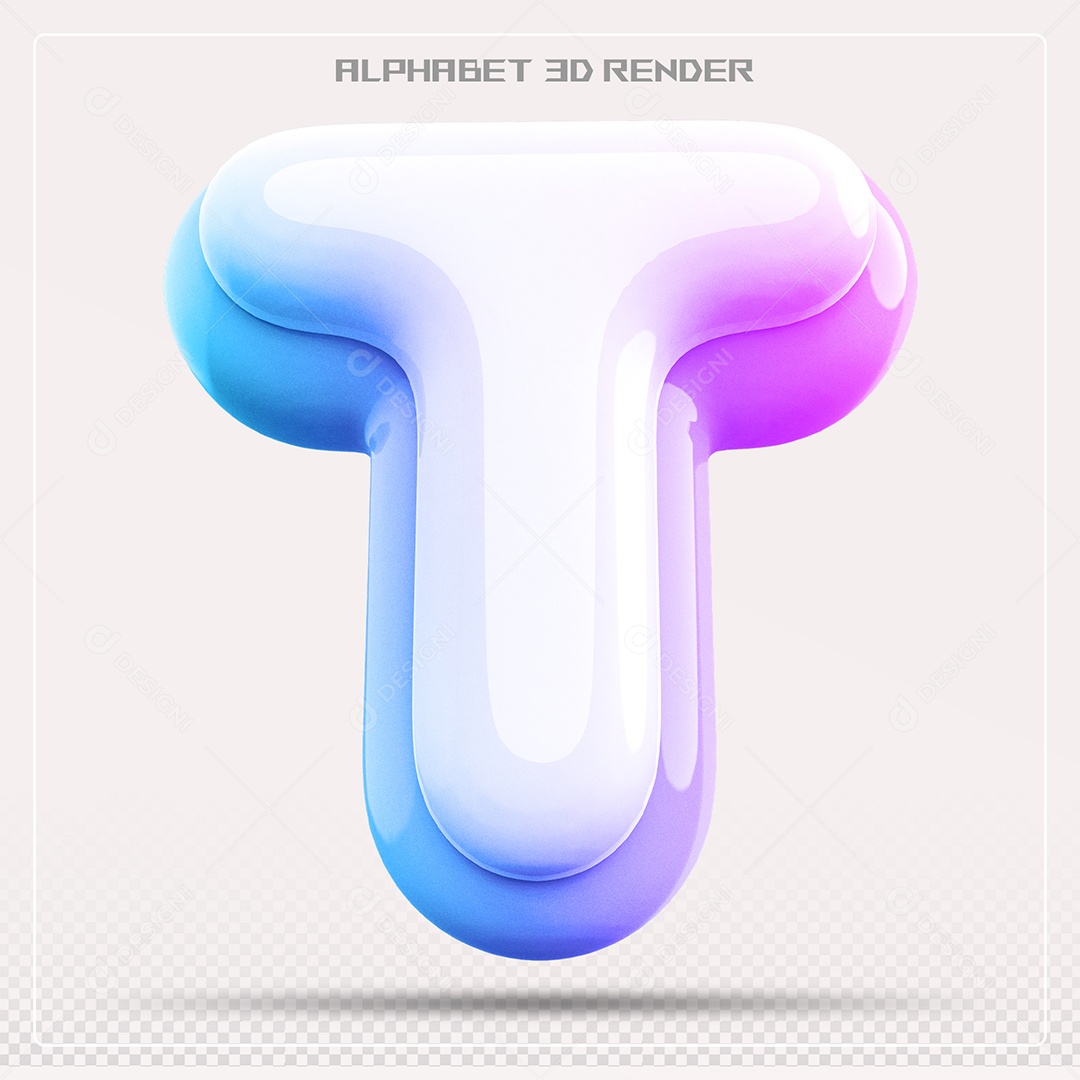 Alfabeto Letra T Colorido Elemento 3D Para Composição PSD