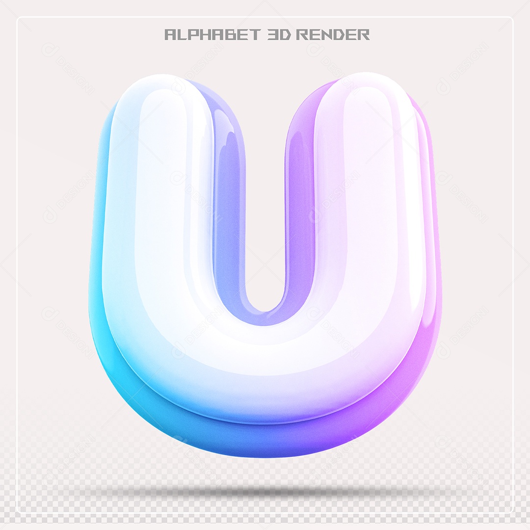 Alfabeto Letra U Colorido Elemento 3D Para Composição PSD