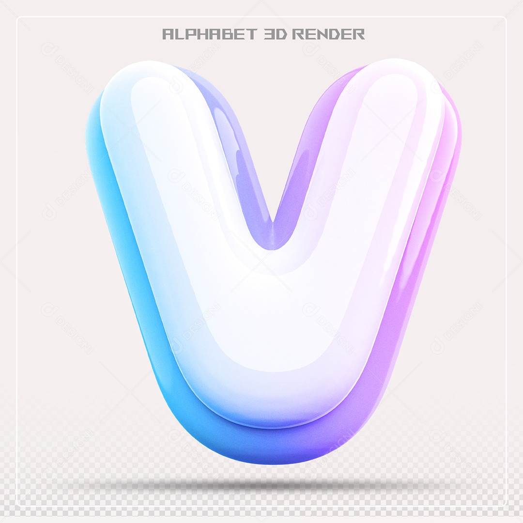 Alfabeto Letra V Colorido Elemento 3D Para Composição PSD