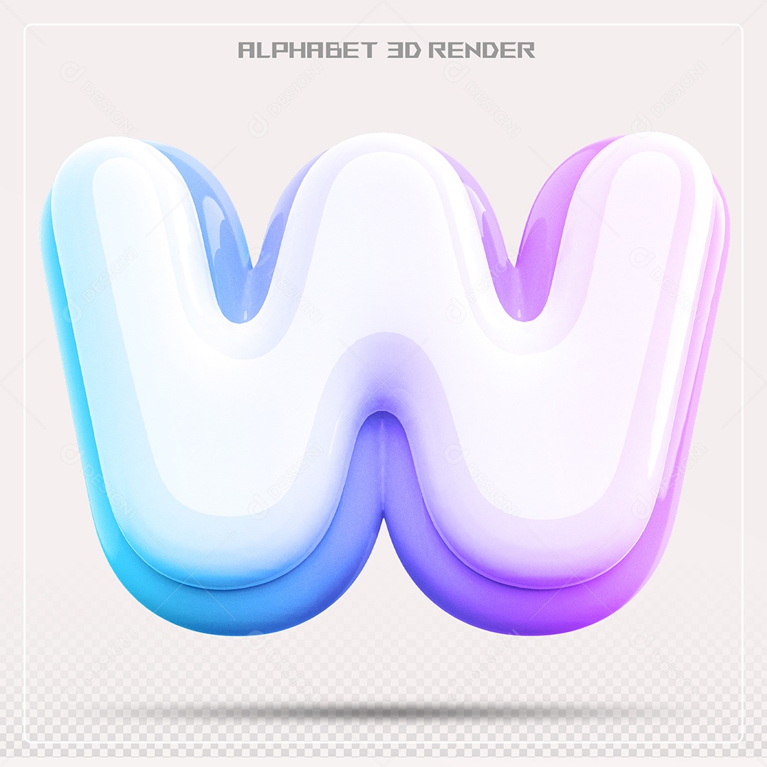 Alfabeto Letra W Colorido Elemento 3D Para Composição PSD