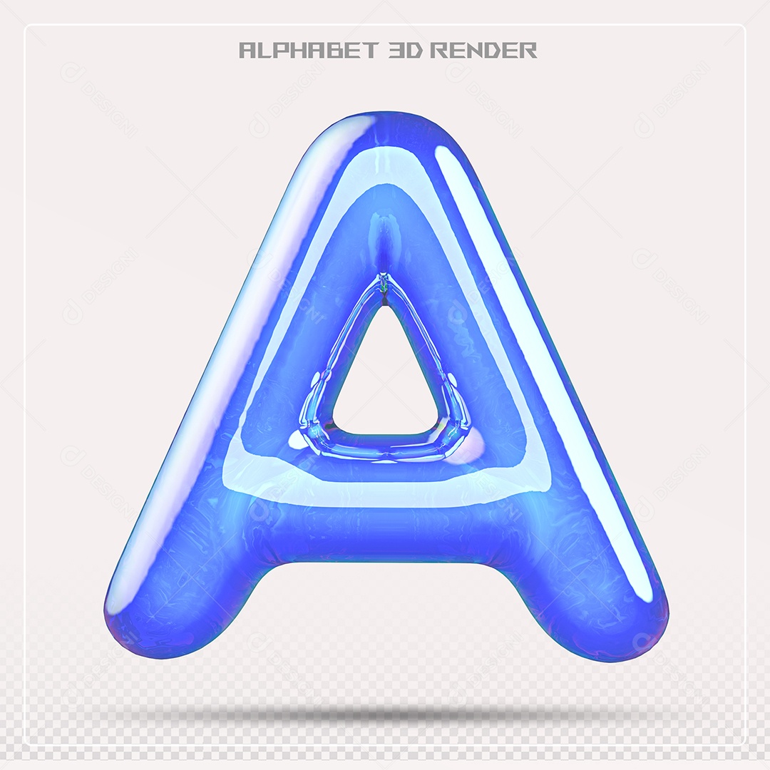 Alfabeto Letra A Azul Elemento 3D Para Composição PSD