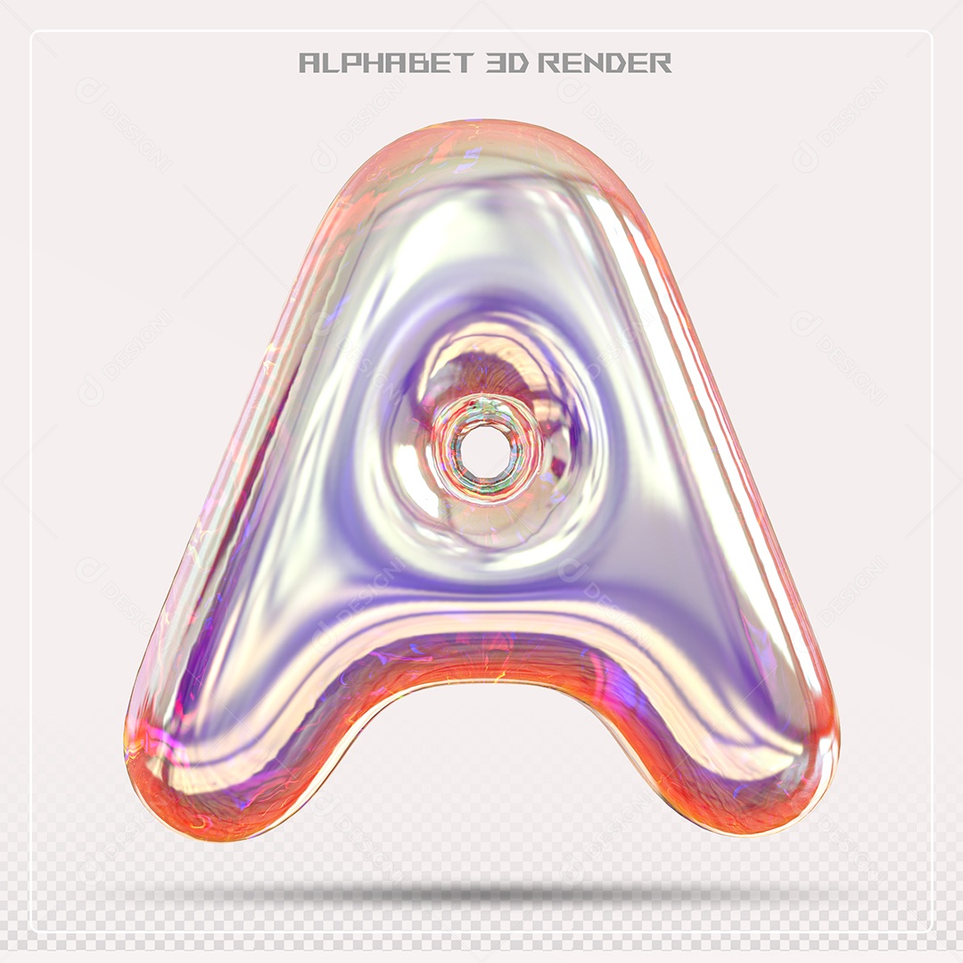 Alfabeto Letra A Colorido Elemento 3D Para Composição PSD